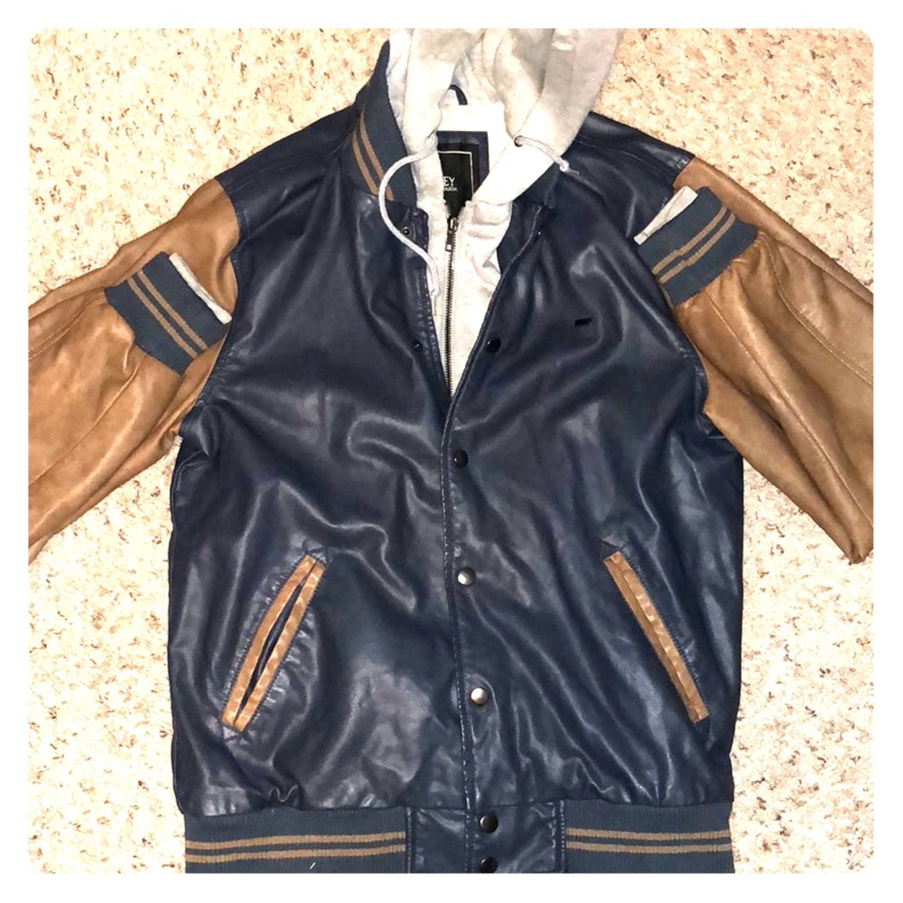 Men’s leather Obey Propaganda jacket.